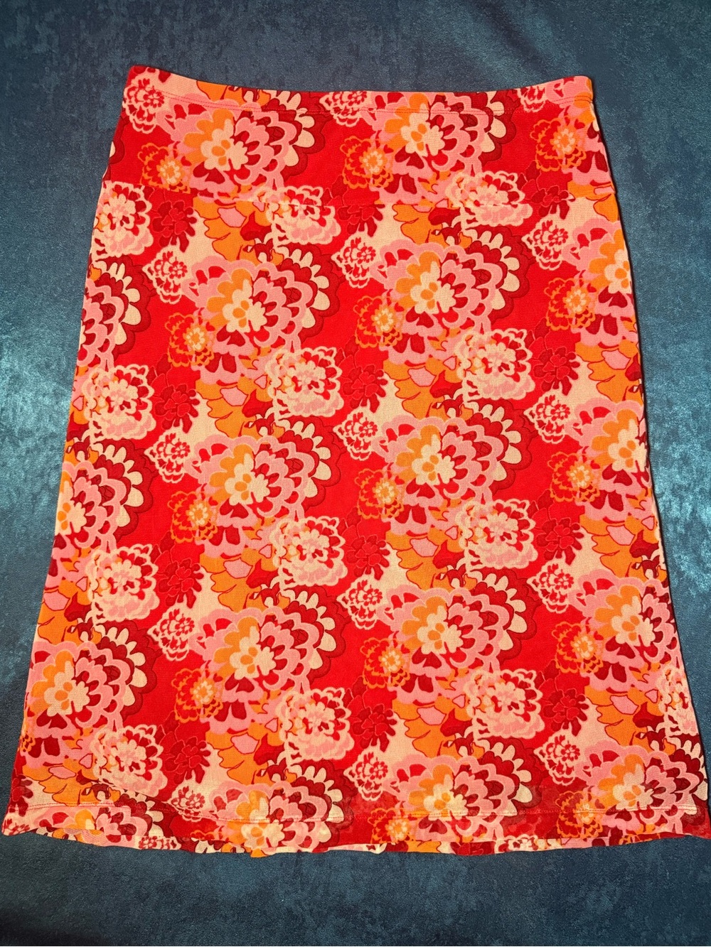 Mexx Red Floral Stretchy Pencil Skirt with Pink and Orange Accents